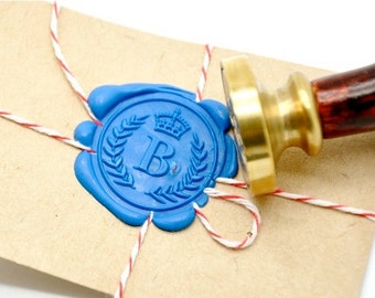 Personalized Crown Wreath Custom Initial Wax Seal Stamp | Backtozero