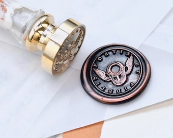 Lock with Wings Latin Motto Message Faith Passion Retro Antique Inspired Wax Seal Stamp | Free OOAK Copper Foil Resin Handle | Backtozero