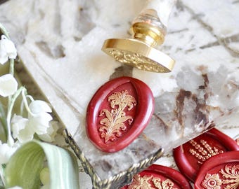 Retro Flower Eye Shaped Wax Seal Stamp  | Lily | Free Signature OOAK Copper Foil Resin Handle | Backtozero B20