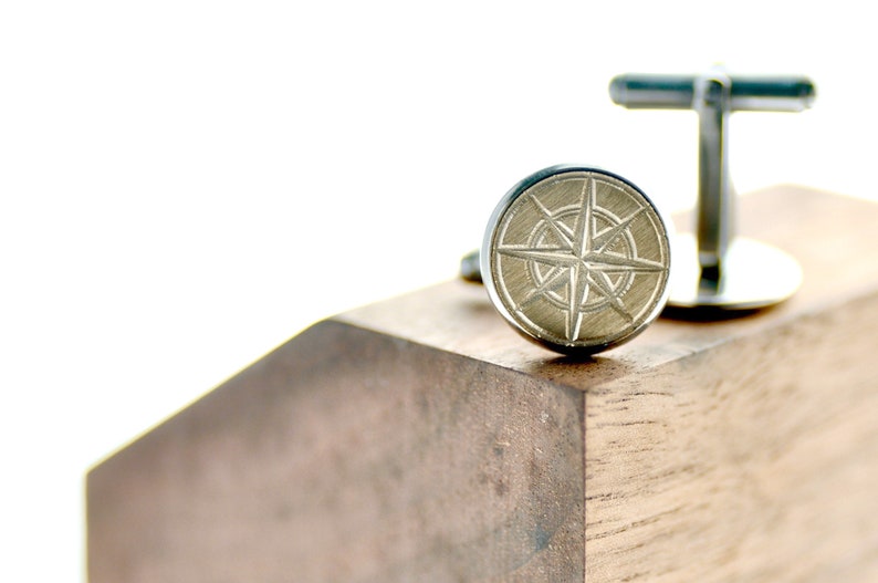 Compass Signet Cufflinks Backtozero image 3