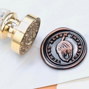 Acorn Latin Motto Message Patience Style rétro inspiré du cachet de cire est livré avec une poignée en résine OOAK Signature gratuite | Retour à zéro B20
