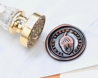 Acorn Latin Motto Message Patience Retro Antique Style Inspired Wax Seal Stamp Comes with Free Signature OOAK Resin Handle | Backtozero B20