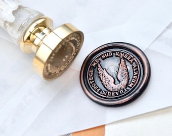 Wings Latin Motto Message Loyalty Retro Antique Inspired Wax Seal Stamp | Free Signature OOAK Gold Foil Resin Handle | Backtozero B20