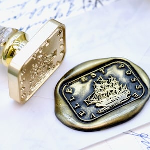 Bateau Latin Motto Message Motivation Rétro Antique Inspiré Wax Seal Stamp | Poignée en résine de feuille d'or OOAK Signature gratuite | Retour à zéro B20