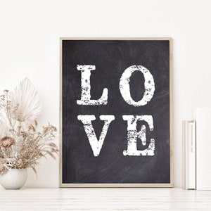 LOVE Printable, druckbare Kunst, Digital, Chalkboard, Valentinstag, 5x7, 8x10, 11x14