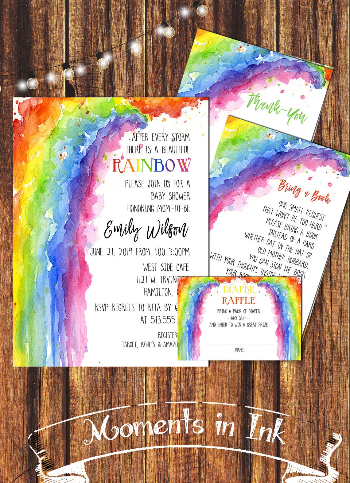Rainbow Baby Shower Invitation Kit//DIY Baby Shower//Baby Etsy