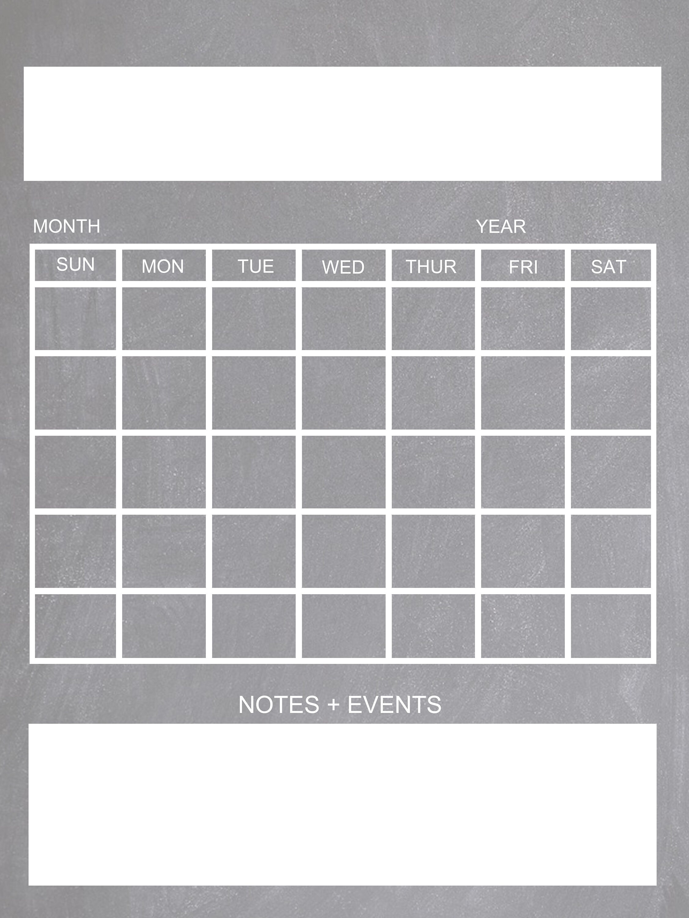 Chalkboard Calendar, 18x24, Printable Decor, Office, Mudroom, Command ...