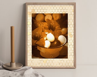 Sepia Küche Poster: Amaryllis, Eier, Zitronen Stillleben (Digitaler Download)