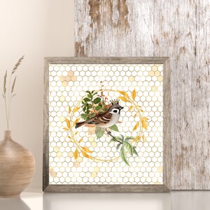 Crown, Bird, Wreath , Downloadable Printable, Cottagecore, Retreat, Lake House, Summer Cabin ,  Nursery, Leaves
