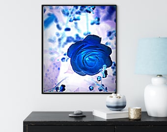 Blue Rose Art Print: Moody Floral Photography (Digital Download)