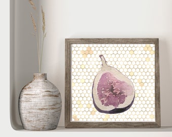 Feigen auf Waben Art Print: Foodie Küchen Deko (Digitaler Download)