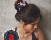 Half Price - Anniversary Celebration -Bossa Navy - Hair Scrunchie, Bun Wrap, Ponytail holder/ Hair Ties collection, SC-D-13003-LL