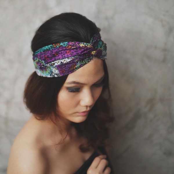 Persian - Antique Fuschia, Turban Headband - boho headband, twist headband, hair wrap