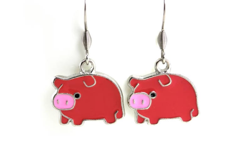 Pig Earrings Pig Jewelry Cute Piggie Earrings Farm Animal Etsy