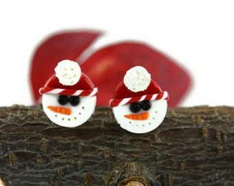 Snowman Earrings, Frosty Christmas Whimsical Winter Festive Melting For Teacher's Fun Cute Novelty Quirky Classic Folk Country Whimsy Gift