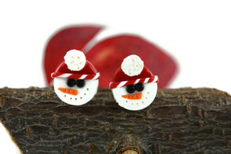 Snowman Earrings Frosty Christmas Whimsical Winter Festive Etsy