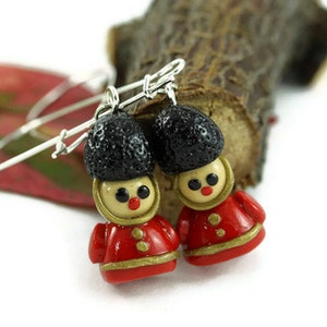 Toy Soldier Earrings, Nutcracker Earrings, Christmas Jewelry, Christmas Earrings, Whimsical Buckingham Guard Nostalgic Festive Gift Holiday image 4