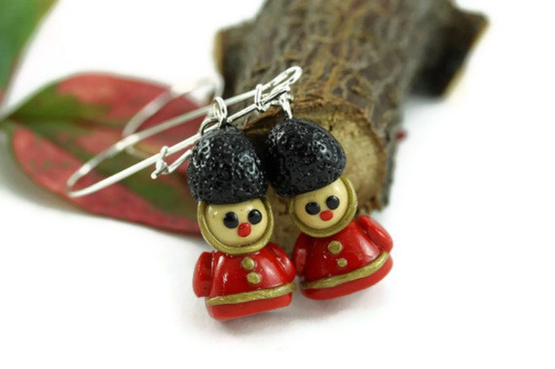 Toy Soldier Earrings, Nutcracker Earrings, Christmas Jewelry, Christmas Earrings, Whimsical Buckingham Guard Nostalgic Festive Gift Holiday image 4