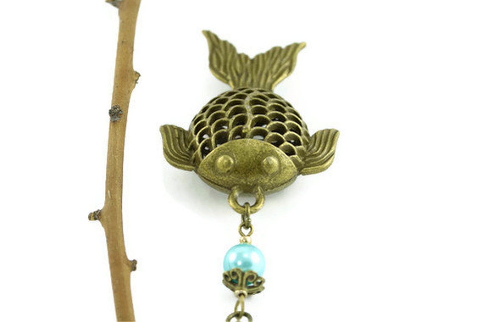 Gold Fish Necklace Fishing Jewelry Filigree Fish Pendant Etsy
