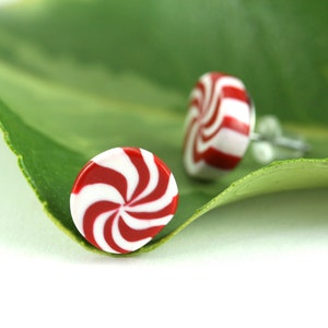 Peppermint Earrings, Christmas Earrings, Peppermint Candy Earring, Holiday Jewelry, Whimsical Christmas Jewelry, Quirky Fun Stocking Stuffer image 1