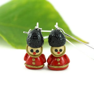 Toy Soldier Earrings, Nutcracker Earrings, Christmas Jewelry, Christmas Earrings, Whimsical Buckingham Guard Nostalgic Festive Gift Holiday image 1