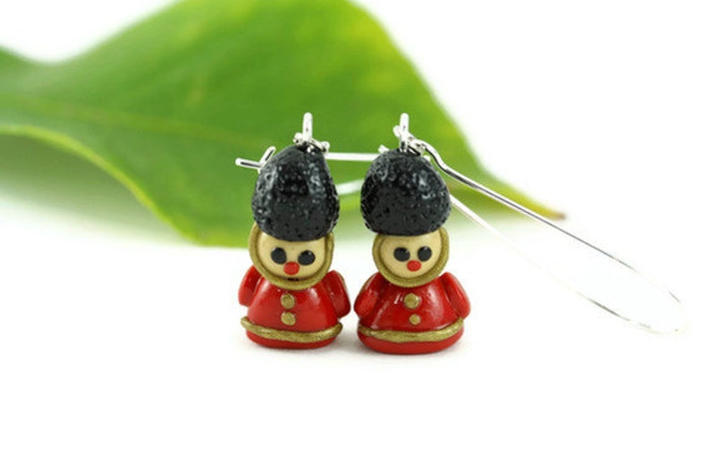 Toy Soldier Earrings, Nutcracker Earrings, Christmas Jewelry, Christmas Earrings, Whimsical Buckingham Guard Nostalgic Festive Gift Holiday image 1