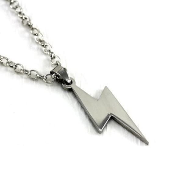 Lightening Bolt Necklace, Thunder Bolt Statement Unique Weather Harry Potter Unisex Jewelry Urban Edgy Elegant Minimalist Modern Simple