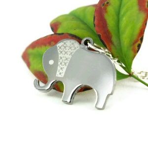 Elephant Necklace, Stainless Steel Pendant Modern Hindu Hinduism Good Luck Lucky Charm Symbol Republican Simple Minimalist  Mythical Animal