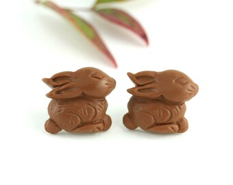 Chocolate Bunny Earrings, Easter Candy Jewelry