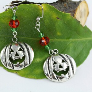 Halloween Pumpkin Earrings, Jack O' Lantern, Pumpkin Dangle Earrings, Pumpkin Jewelry, Halloween Jewelry