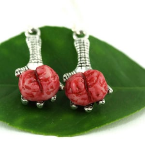 Zombie Brain Earrings, Quirky Halloween, Human Bloody Brain, Undead earrings, Halloween Earrings, Halloween Jewelry, Zombie Brain Jewelry