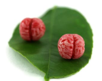 Bloody Brain Earrings, Macabre Jewelry, Halloween Zombie