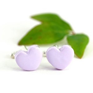 Lavender Lilac Cufflinks, Sweetheart Father's Day New Dad Valentines Birthday Groom Quirky Gift idea Romantic Pastel Purple Love Heart Shape image 3