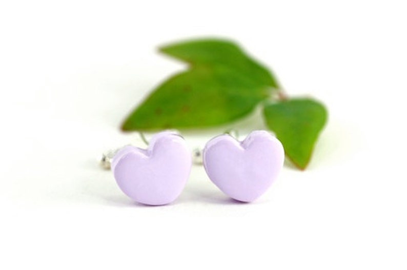 Lavender Lilac Cufflinks, Sweetheart Father's Day New Dad Valentines Birthday Groom Quirky Gift idea Romantic Pastel Purple Love Heart Shape image 3