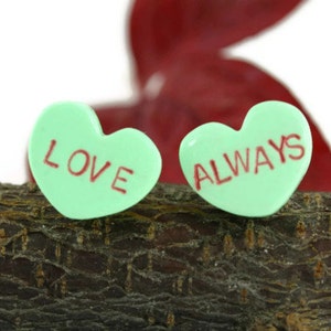 Conversation Heart Earrings, Valentine&#39;s Jewelry, Candy Heart Earrings, Valentine&#39;s Earrings, Candy Heart Jewelry, Quirky Sweet Tart Earring