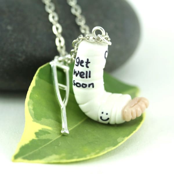 Break a Leg Necklace Get Well Soon Broken Cast Theatre Play Performance Good Luck Charm Theatrical Well Wishing Medical Crutch Graduation