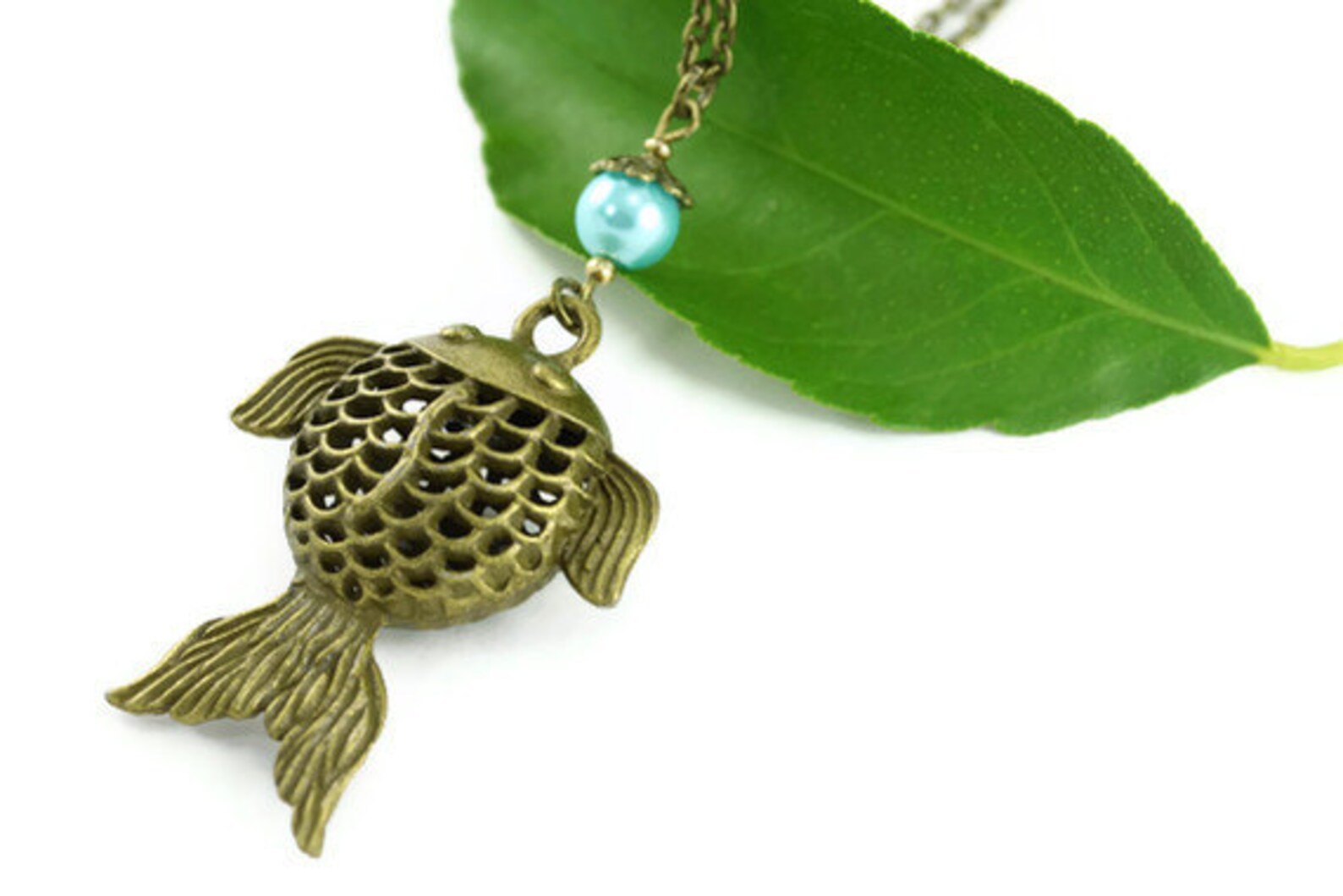 Gold Fish Necklace Fishing Jewelry Filigree Fish Pendant Etsy