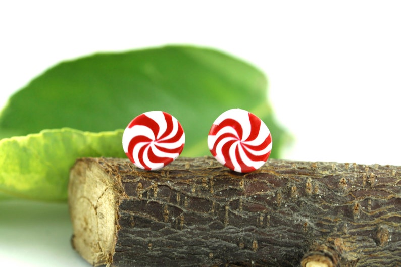 Peppermint Earrings, Christmas Earrings, Peppermint Candy Earring, Holiday Jewelry, Whimsical Christmas Jewelry, Quirky Fun Stocking Stuffer image 2