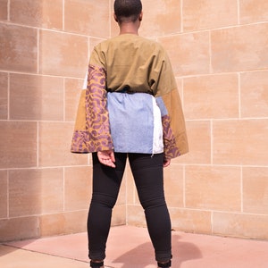 Reversible Kimono Jacket Top African Print Denim Cotton Patchwork Handmade Custom One of a Kind Unisex Womens image 5