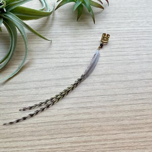 Feather Ear Cuff, Ear Clip, Brass Cuff, Rainbow Feather Jewelry, Renaissance Style, Boho, Long Feather Ear Cuff, Statement Jewelry (SINGLE)