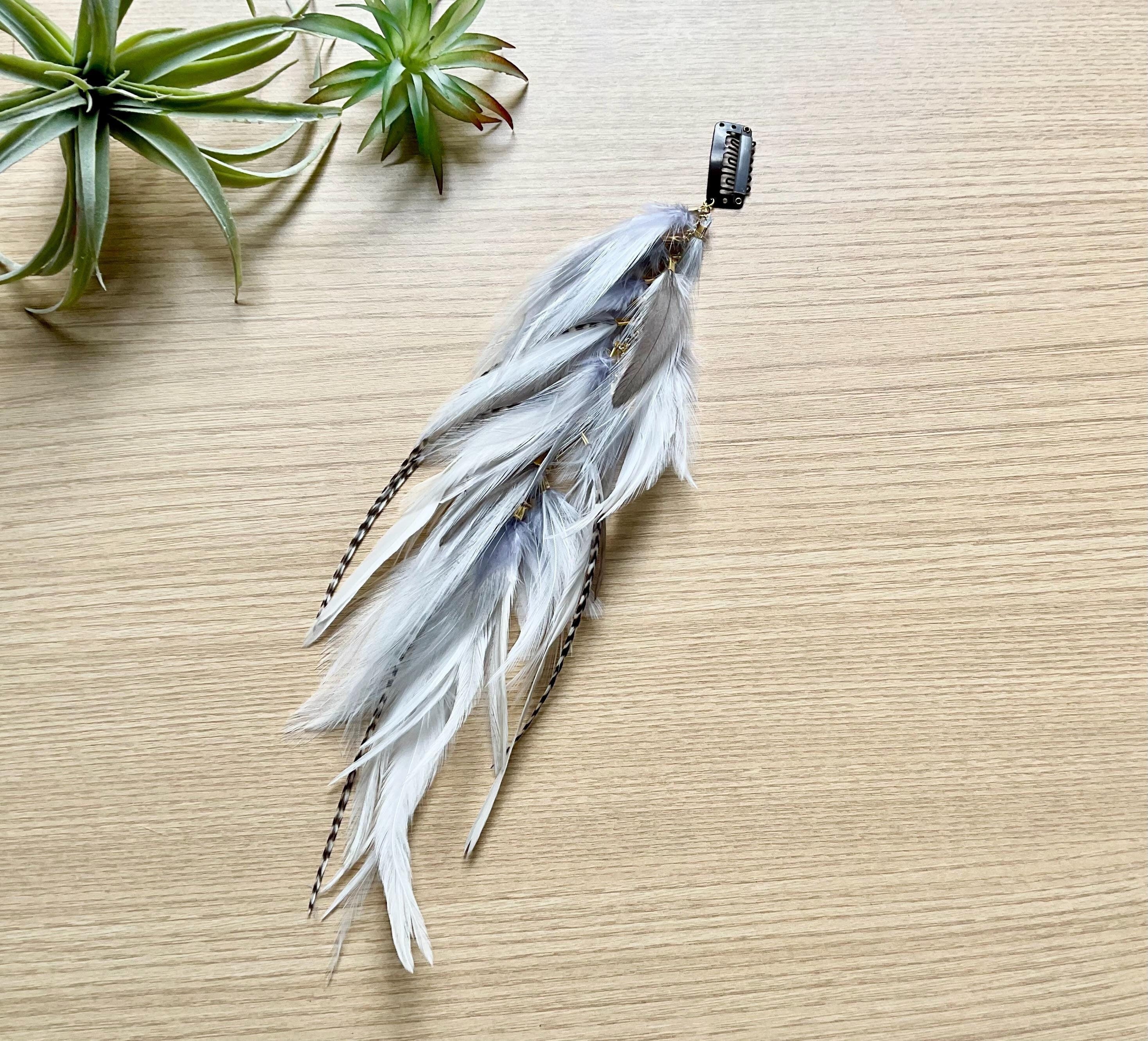 Vintage Chic Black/Gray Feather Hair Clip Accessory With decorative accents Black Feather Hair Clip - Etsy main image 4