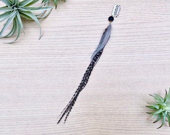 Grey Feather Hair Extension, Boho Hair Extension, Hair Piece with Feathers, Wedding Jewelry, Festival Jewelry, Hair Feathers