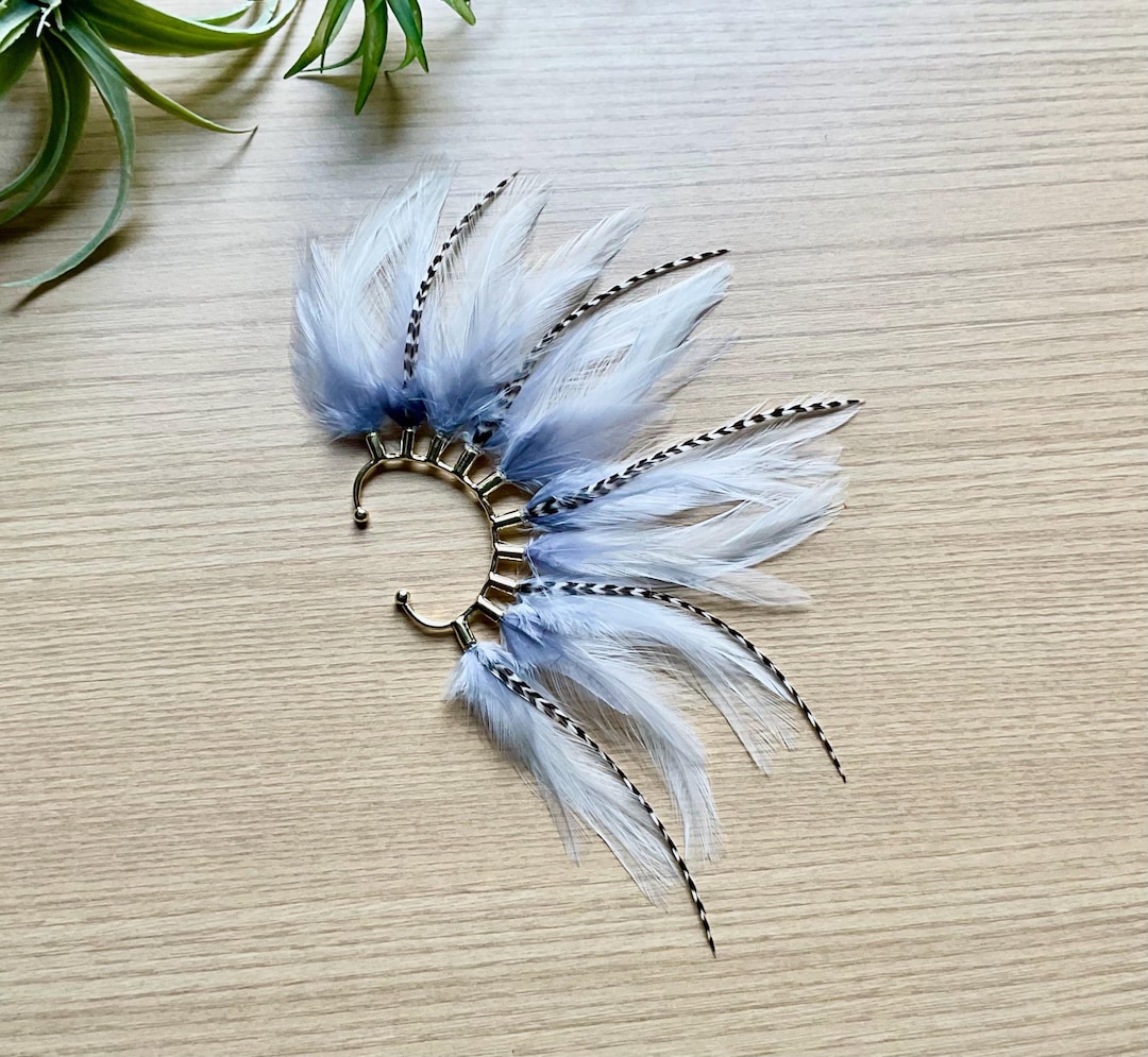 Hand-dyed Feather Ear Cuff: Finch Finery Festival Jewelry - Etsy