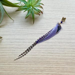 Feather Ear Cuff, Ear Clip, Brass Cuff, Purple Feather Jewelry, Renaissance Style, Boho, Long Feather Ear Cuff, Statement Jewelry (SINGLE)