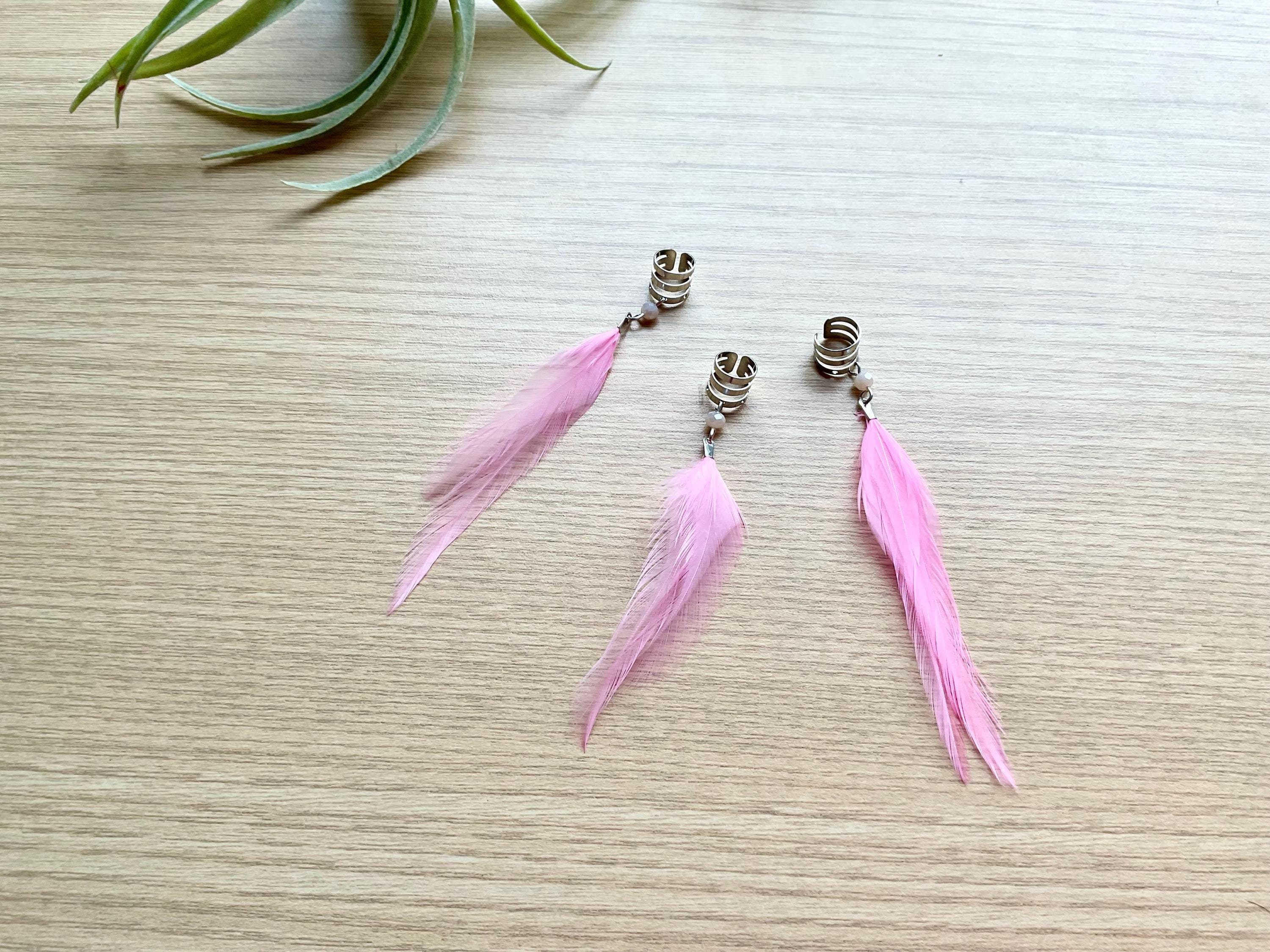 dangle earring pink feather earrings paparazzi