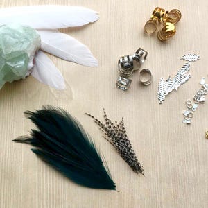 Feather Ear Cuff, Ear Clip, Silver Cuff, Teal and Black Feather Jewelry, Renaissance Style, Boho SINGLE image 6