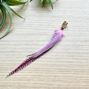 Feather Ear Cuff, Ear Clip, Brass Cuff, Pink Feather Jewelry, Renaissance Style, Boho, Long Feather Ear Cuff, Statement Jewelry (SINGLE)