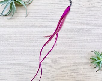 Neon Pink Feather Hair Extension, Boho Hair Extension, Hair Piece with Feathers, Wedding Jewelry, Festival Jewelry, Hair Feathers