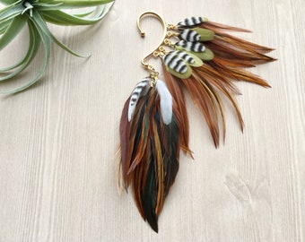 Gold Feather Ear Cuff: Handmade Boho Ear Wrap
