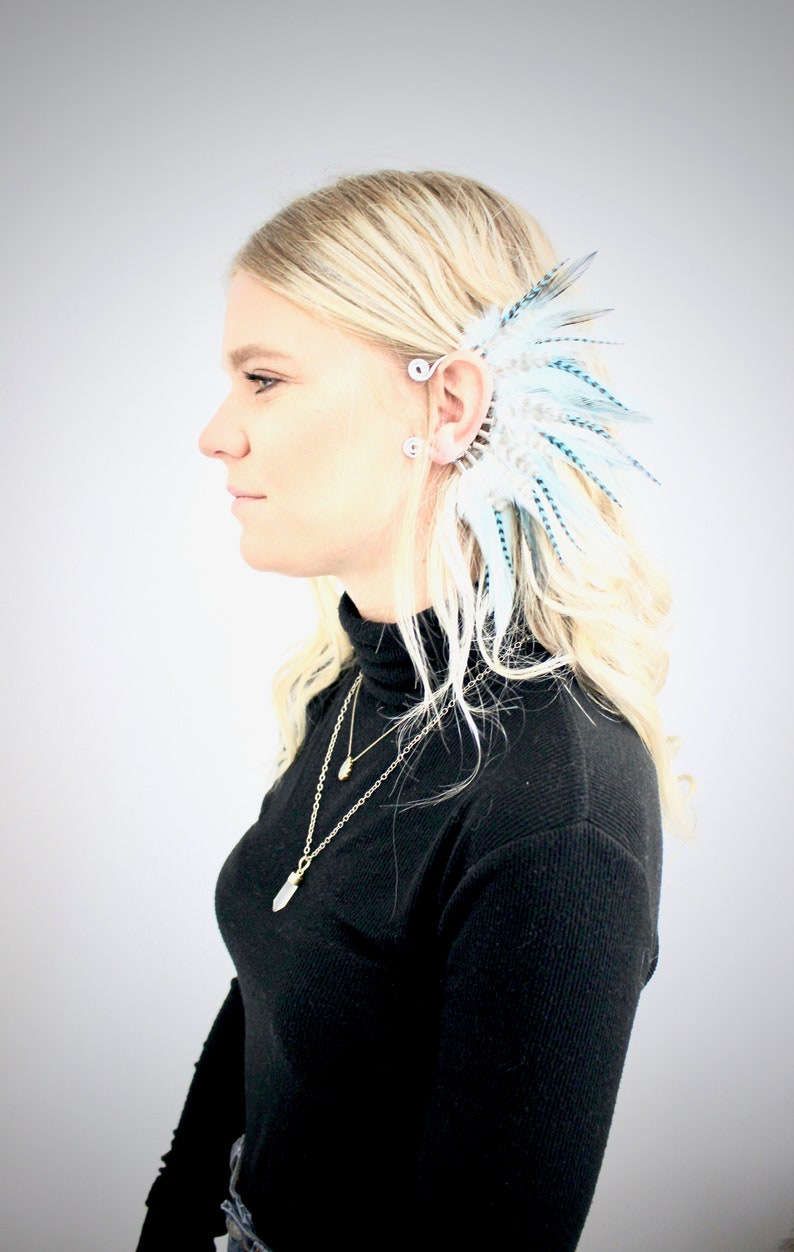 Feather Ear Wrap Gold Tone Ear Cuff with Feathers Brown Etsy